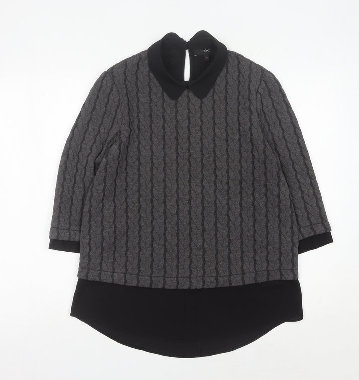 Next Women's Grey Collared Cable-Knit Jumper Size 12