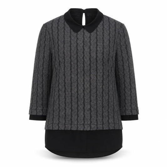 Front view of Next Women's Grey Collared Cable-Knit Jumper, size 12