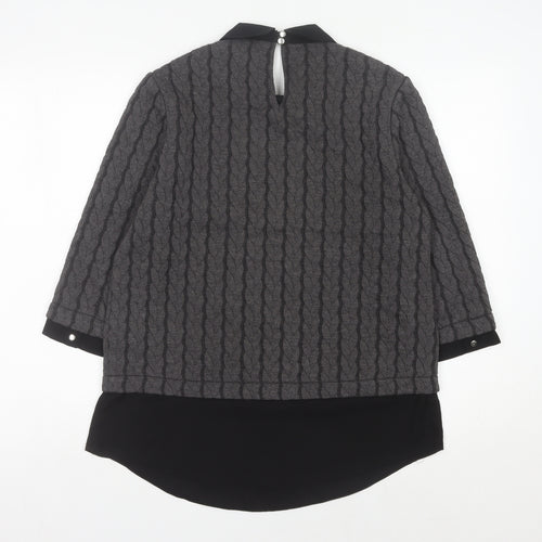 Next Women's Grey Collared Cable-Knit Jumper Size 12