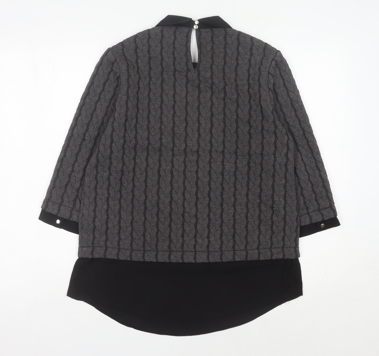 Next Women's Grey Collared Cable-Knit Jumper Size 12