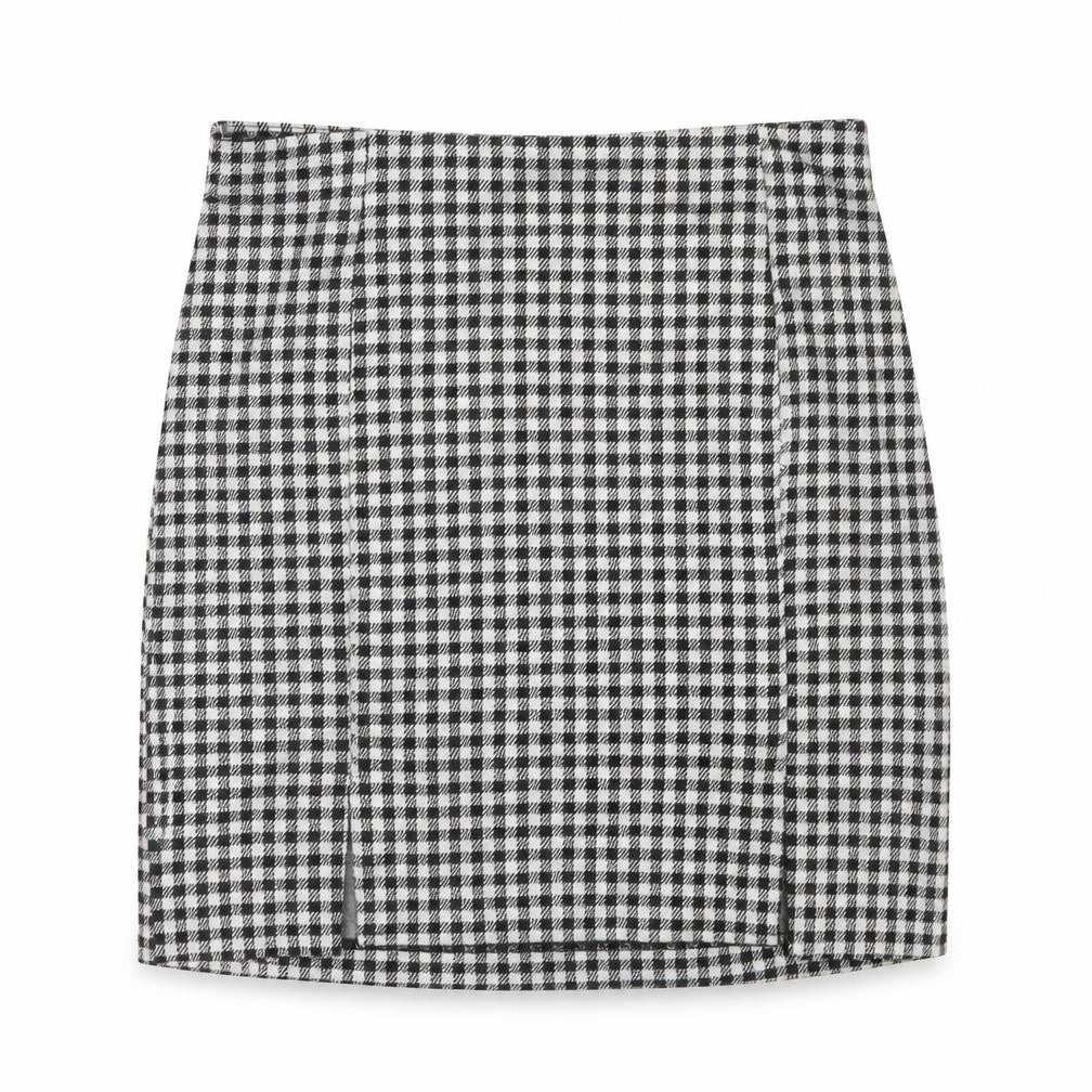 H&M Women Black Check Knee Length Straight Skirt Size S