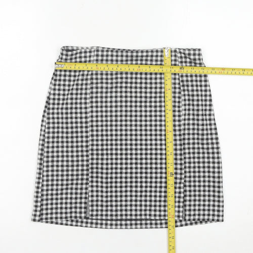 H&M Women Black Check Knee Length Straight Skirt Size S