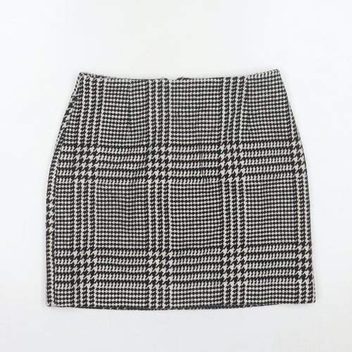 H&M Women’s Black Check Tweed Short Pencil Skirt Size 8 High Rise