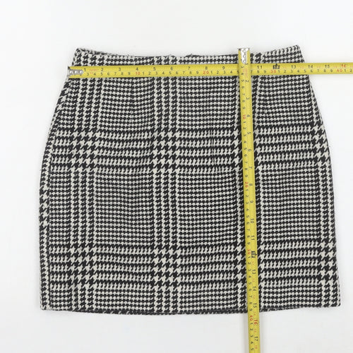 H&M Women’s Black Check Tweed Short Pencil Skirt Size 8 High Rise
