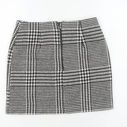 H&M Women’s Black Check Tweed Short Pencil Skirt Size 8 High Rise