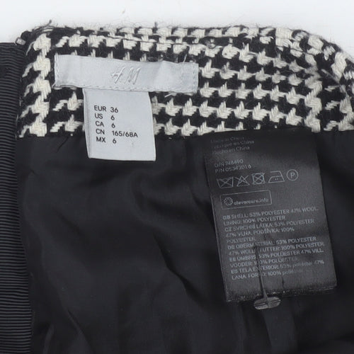 H&M Women’s Black Check Tweed Short Pencil Skirt Size 8 High Rise