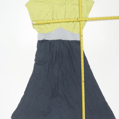 Autonomy Women’s Green Grey Black Colourblock A-Line Dress Size 12