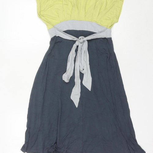 Autonomy Women’s Green Grey Black Colourblock A-Line Dress Size 12