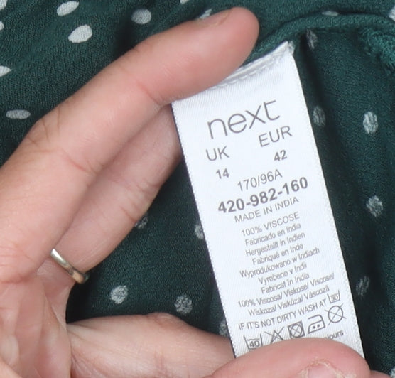 Next Women's Green Polka Dot Long Sleeve Blouse Size 14