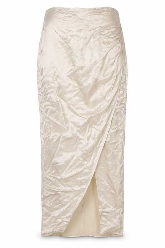 Front view of Zara Women’s Beige XS Wrap Midi Skirt High Rise Lined Slit