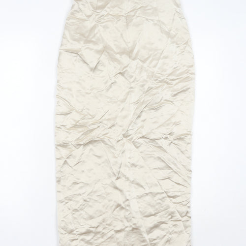 Zara Women’s Beige XS Wrap Midi Skirt High Rise Lined Slit