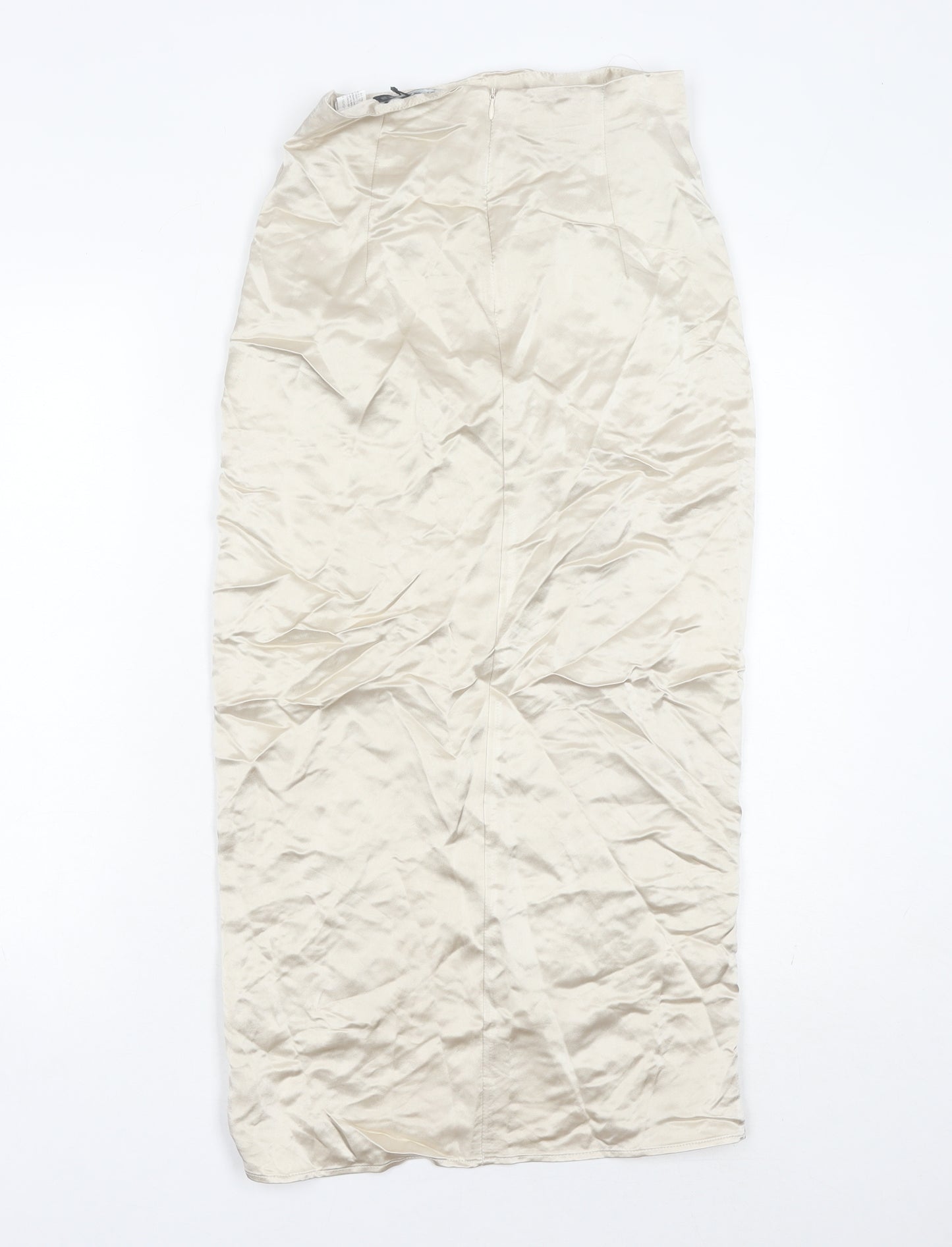 Zara Women’s Beige XS Wrap Midi Skirt High Rise Lined Slit