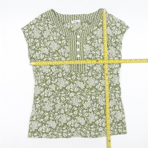 Klass Collection Women’s Green Floral Blouse Size 10 Short Sleeve