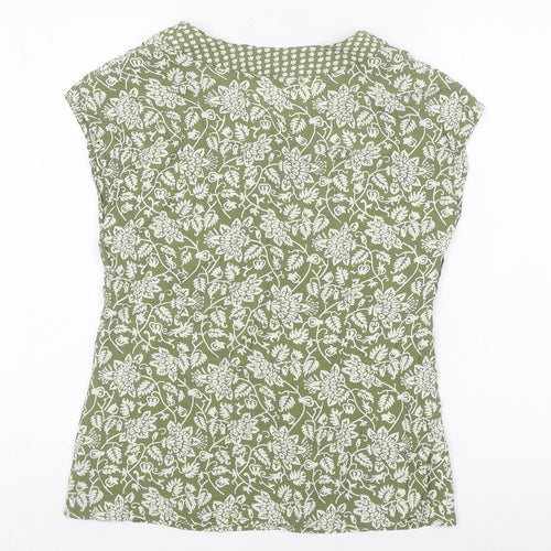 Klass Collection Women’s Green Floral Blouse Size 10 Short Sleeve