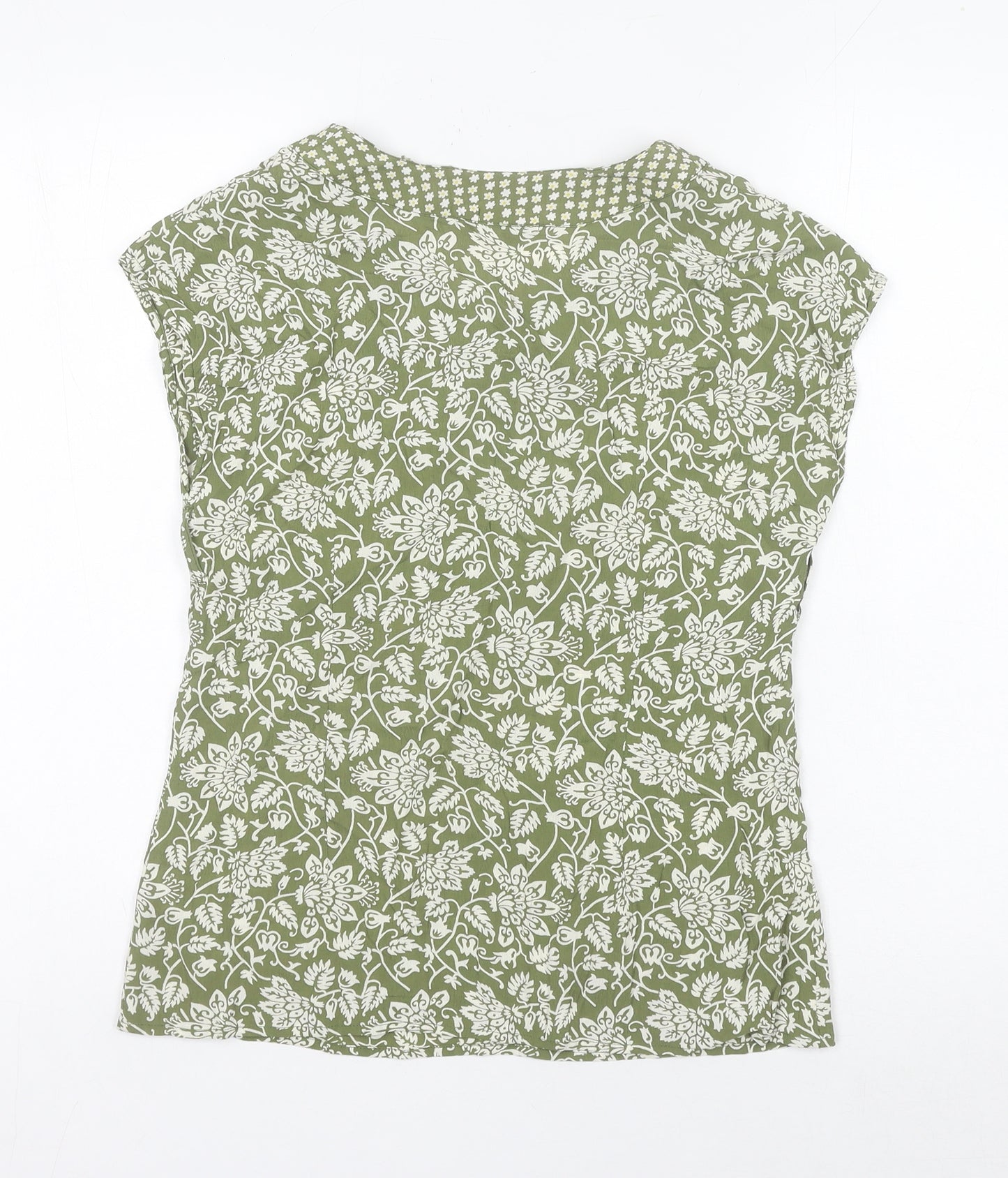 Klass Collection Women’s Green Floral Blouse Size 10 Short Sleeve