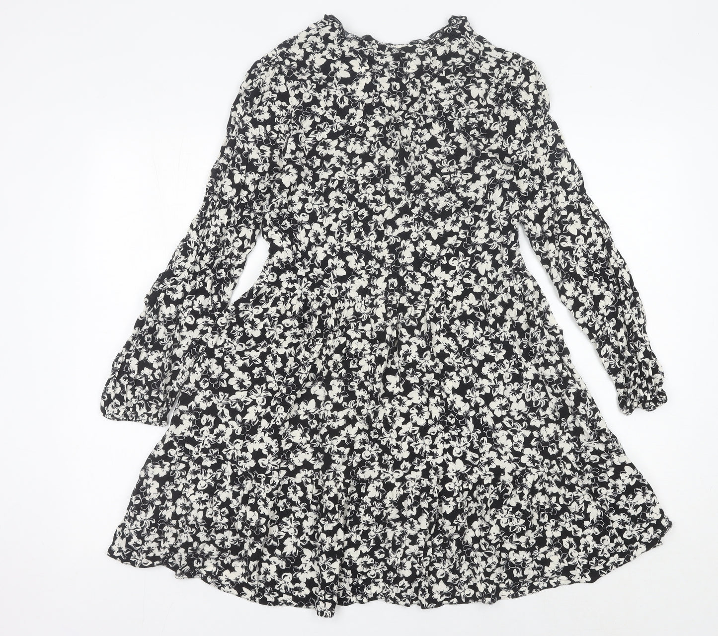 New Look Women’s Black Floral A-Line Short Dress Size 10