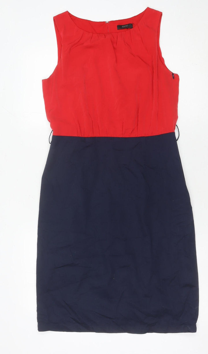 Esprit Women’s Red & Navy Colourblock Sheath Dress Size 12
