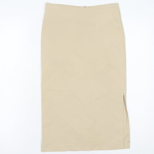 Morgan de Toi Womens Beige Size 10 Pencil Skirt High Waist Knee Length
