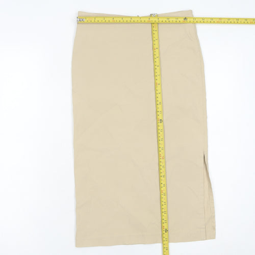 Morgan de Toi Womens Beige Size 10 Pencil Skirt High Waist Knee Length