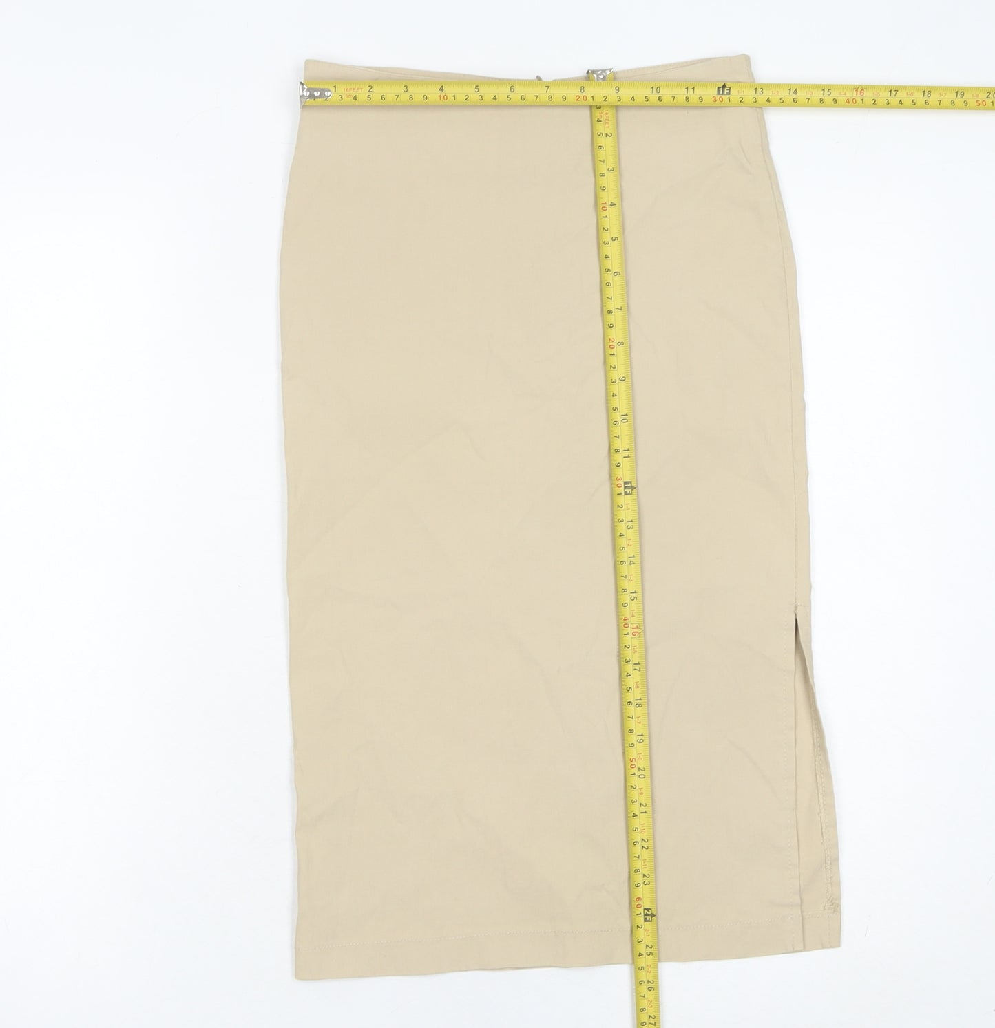 Morgan de Toi Womens Beige Size 10 Pencil Skirt High Waist Knee Length