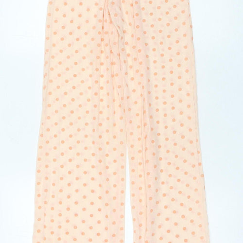PrettyLittleThing Women’s Beige Polka Dot Wide-Leg Trousers Size 4
