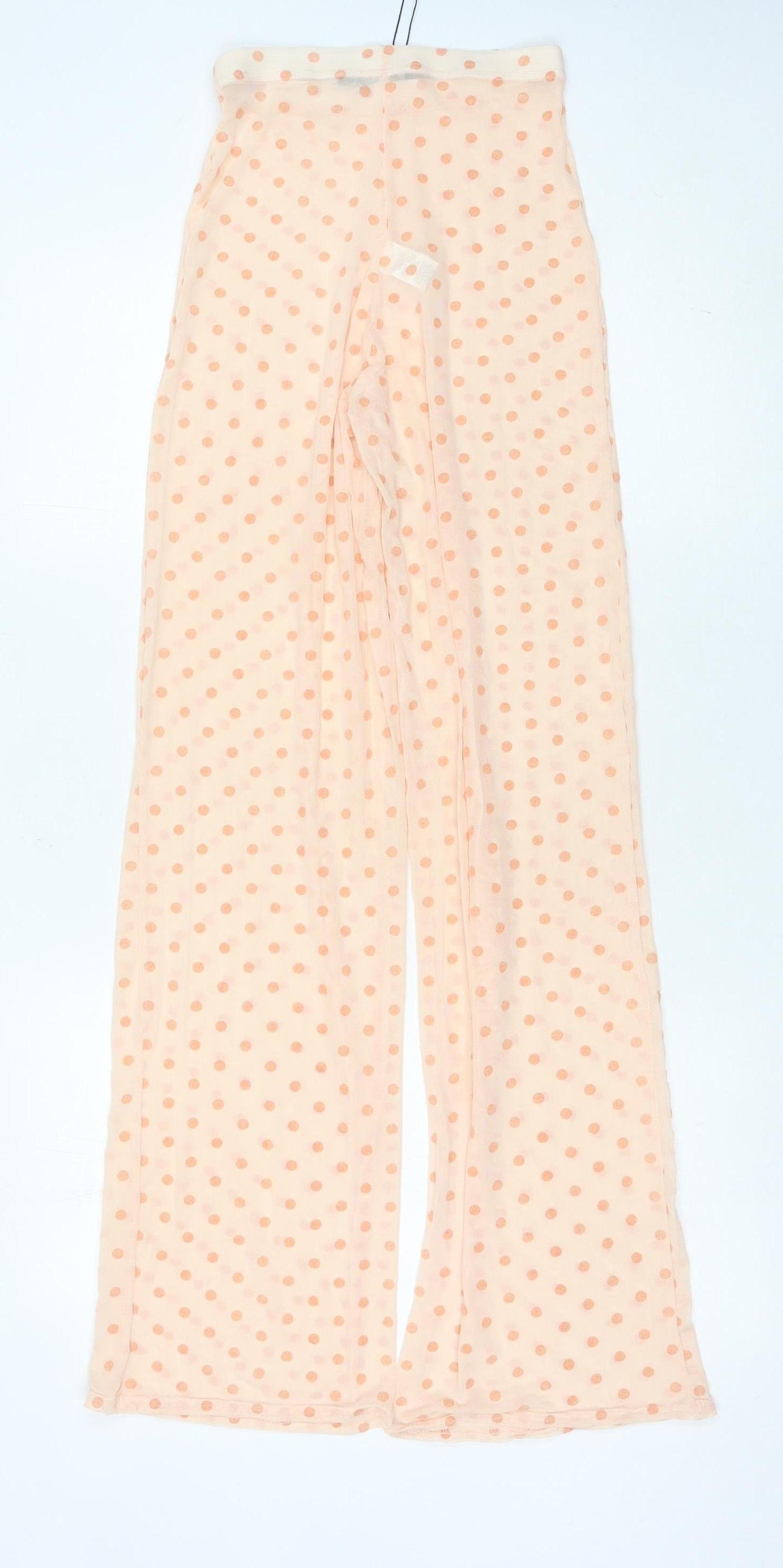 PrettyLittleThing Women’s Beige Polka Dot Wide-Leg Trousers Size 4
