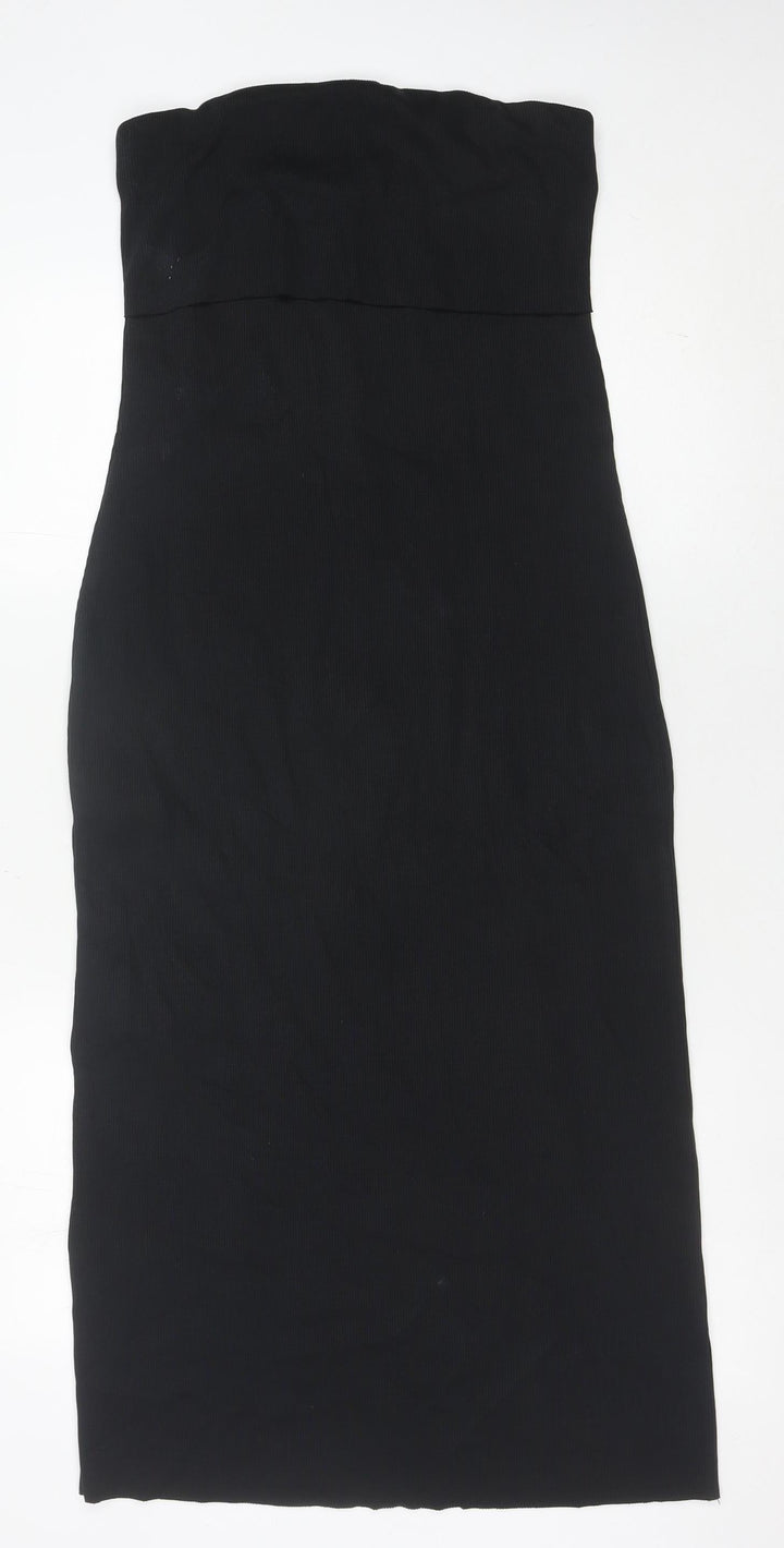 Marks and Spencer Women’s Black Size 10 Bodycon Strapless Knee Length Dress