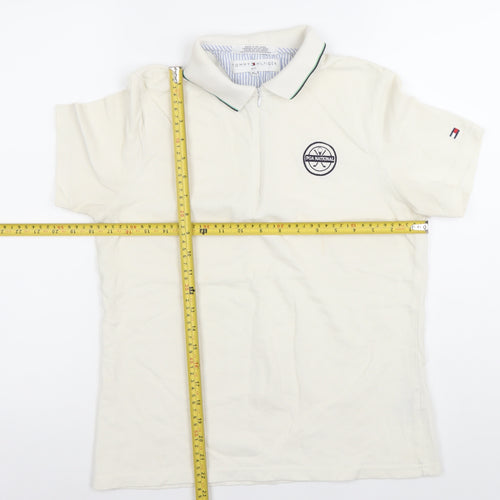 Tommy Hilfiger Men's Ivory Golf Polo Shirt M Embroidered Logo