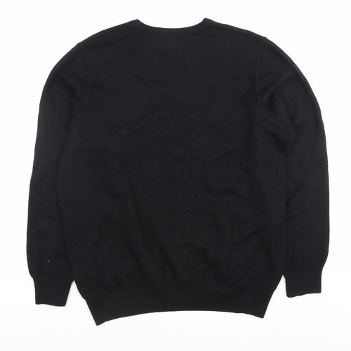 Wolsey Men’s Black Argyle V-Neck Pullover Jumper - Size L - Casual Winter