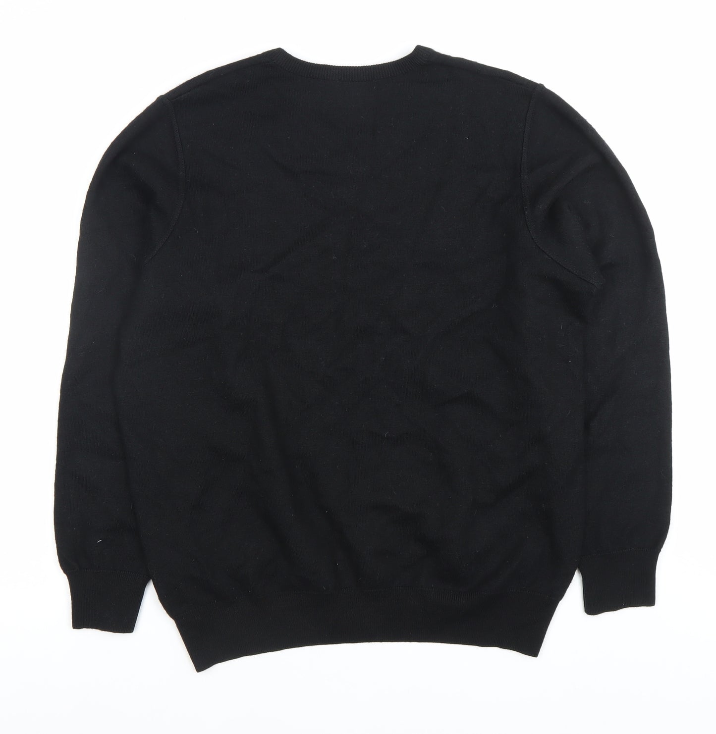 Wolsey Men’s Black Argyle V-Neck Pullover Jumper - Size L - Casual Winter