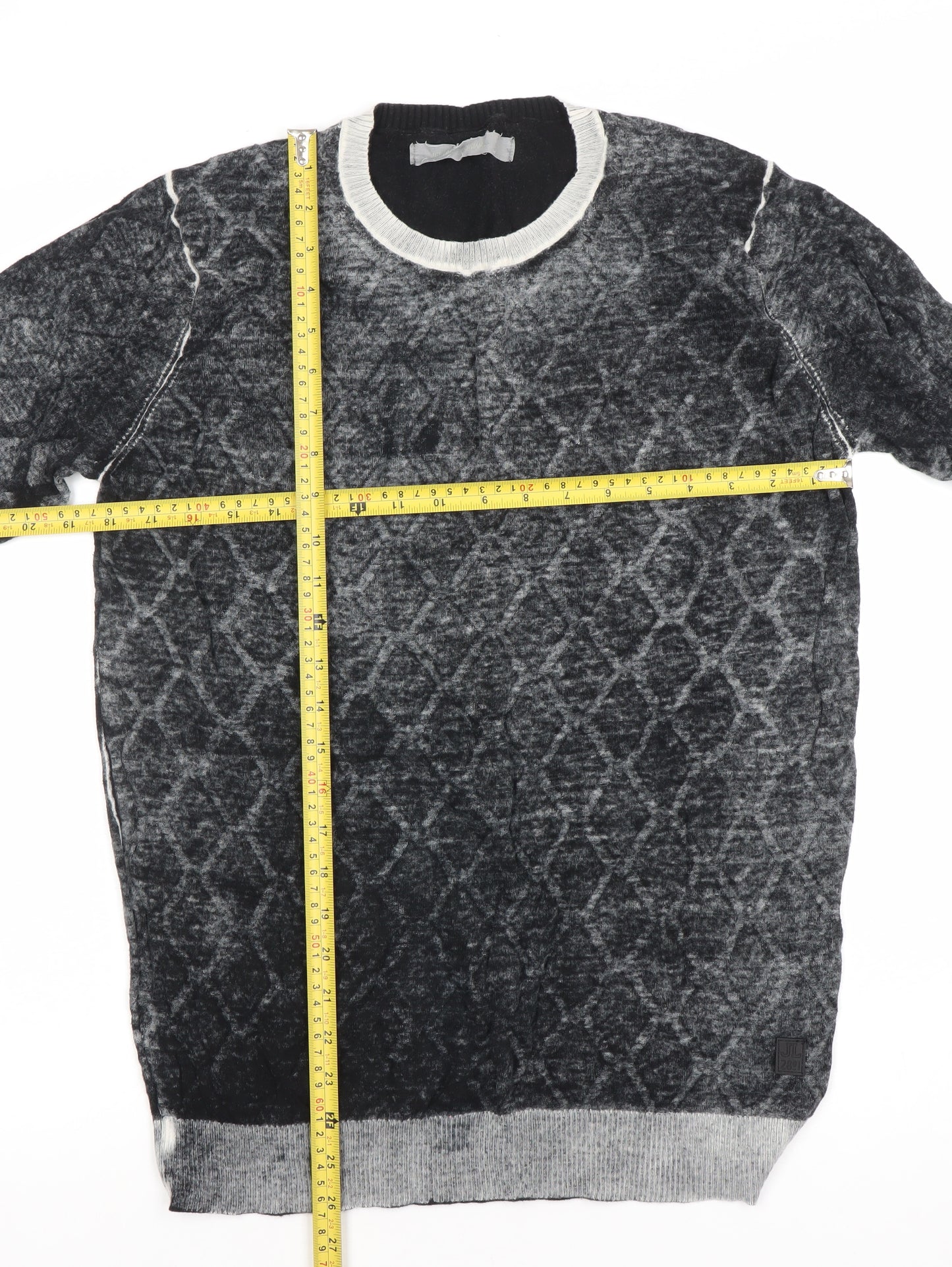 Jet Lag Original Men's Grey Geometric Cotton L Pullover Jumper