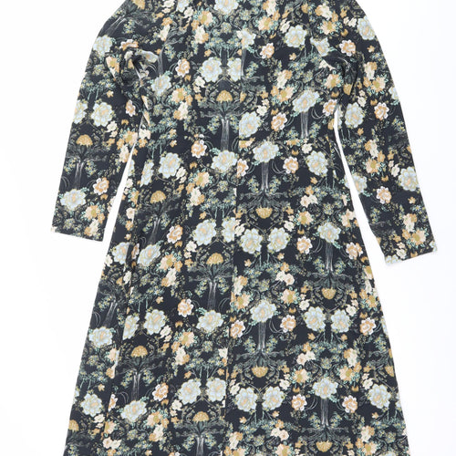 Boohoo Women's Multicoloured Floral Wrap Dress Size 10 Knee Length V-Neck