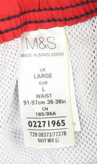 Marks and Spencer Men's Multicoloured L Swim Shorts Striped Polyester