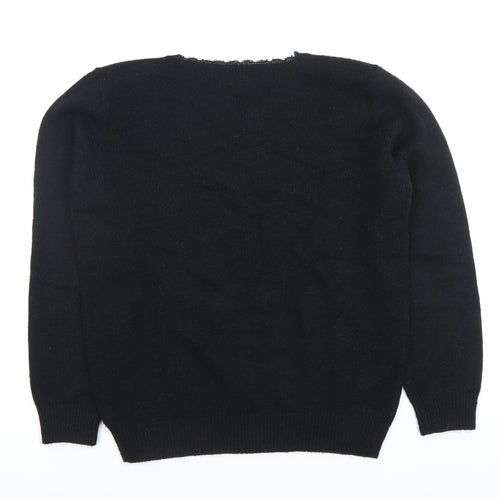 Berkert Women's Black Floral Embroidered Pullover Jumper Size 10