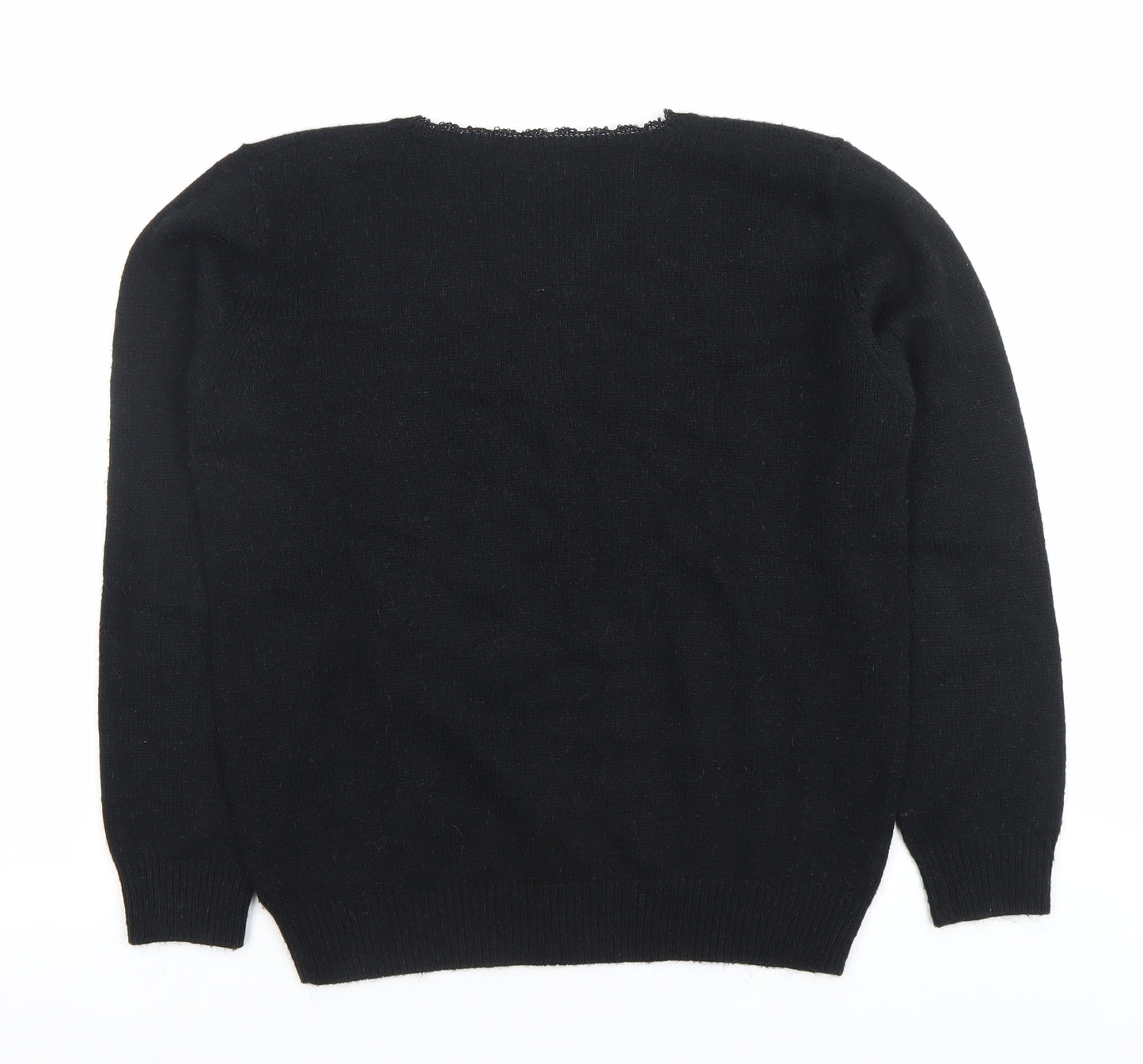 Berkert Women's Black Floral Embroidered Pullover Jumper Size 10