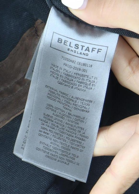 Belstaff Men's Black 38in Military Motorcycle Jacket Cotton Leather
