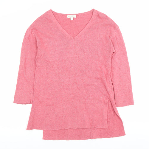 Monsoon Women’s Pink V-Neck Tunic Jumper S 3/4 Sleeve Knit
