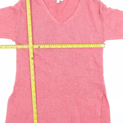 Monsoon Women’s Pink V-Neck Tunic Jumper S 3/4 Sleeve Knit