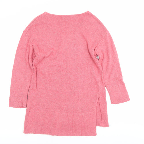 Monsoon Women’s Pink V-Neck Tunic Jumper S 3/4 Sleeve Knit