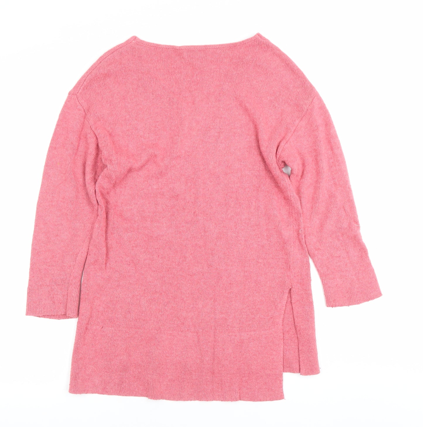 Monsoon Women’s Pink V-Neck Tunic Jumper S 3/4 Sleeve Knit