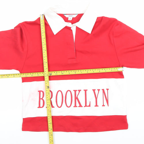 Next Women's Red Size 8 Collared Pullover Sweatshirt Brooklyn Print