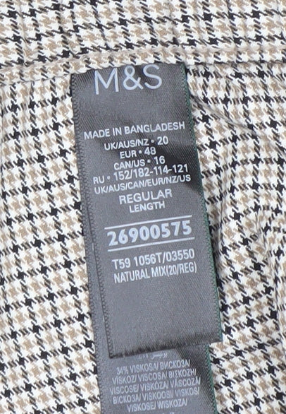 Marks and Spencer Women's Multicoloured Check Trousers Size 20 Regular Fit