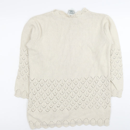 Elyse Panel Women’s Beige Medium Cotton Crochet Knit Jumper