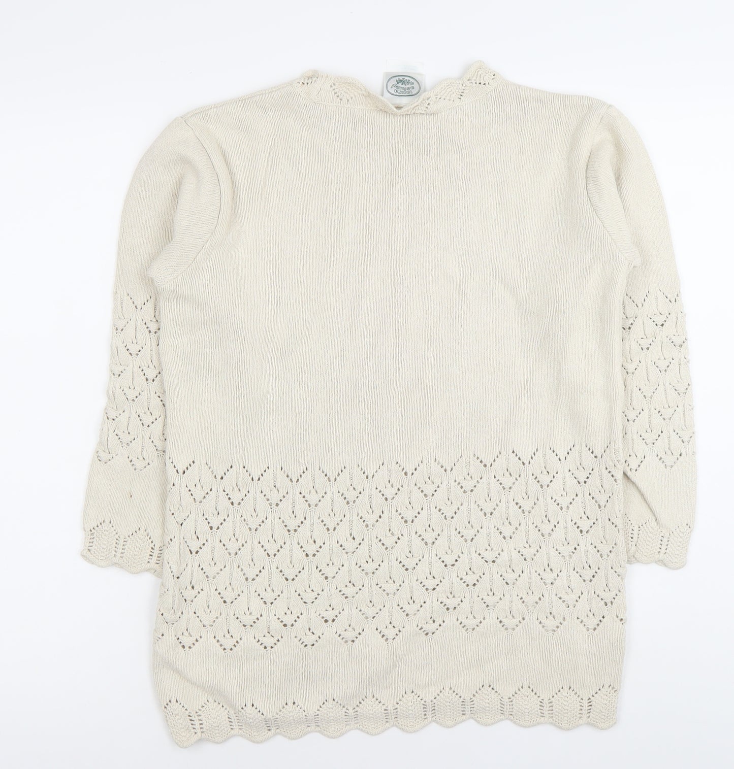 Elyse Panel Women’s Beige Medium Cotton Crochet Knit Jumper