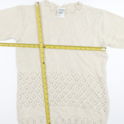 Elyse Panel Women’s Beige Medium Cotton Crochet Knit Jumper