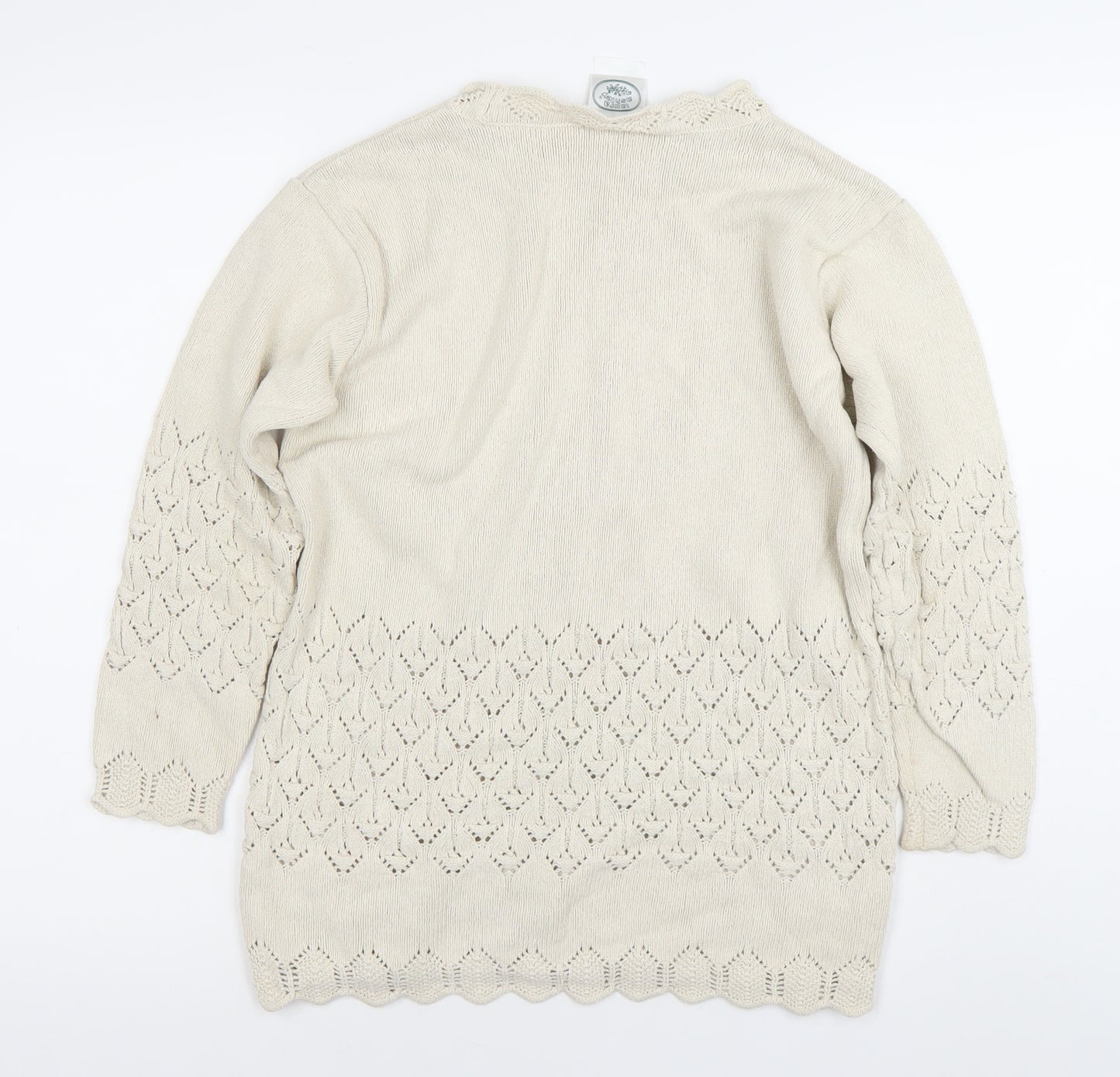 Elyse Panel Women’s Beige Medium Cotton Crochet Knit Jumper