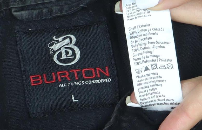 Burton Men’s Black Biker Jacket L Cotton Polyester Autumn Winter