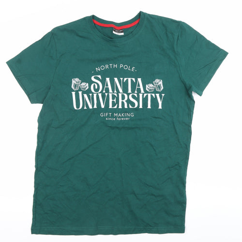 AlphaR One Men's Green L Christmas Santa University T-Shirt