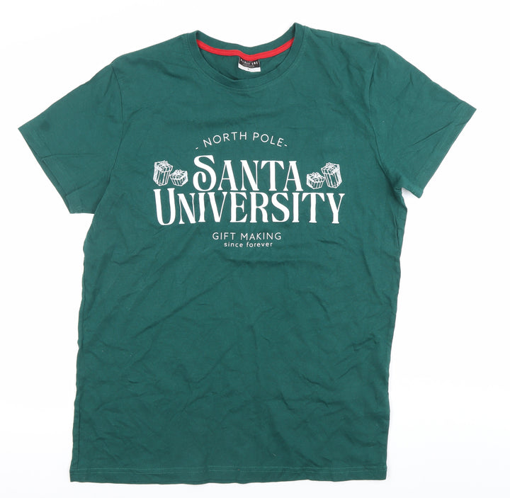 AlphaR One Men's Green L Christmas Santa University T-Shirt