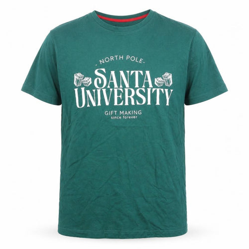 AlphaR One Men's Green L Christmas Santa University T-Shirt
